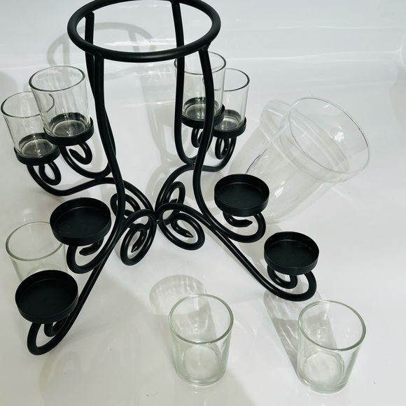 Vintage Wrought Iron Votive Candle With Vase Centerpiece NEW - Picture 7 of 16